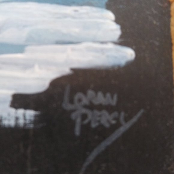 Vintage artist signed Loran Percy Lighthouse theme Painting on a School Slate - Picture 5 of 15
